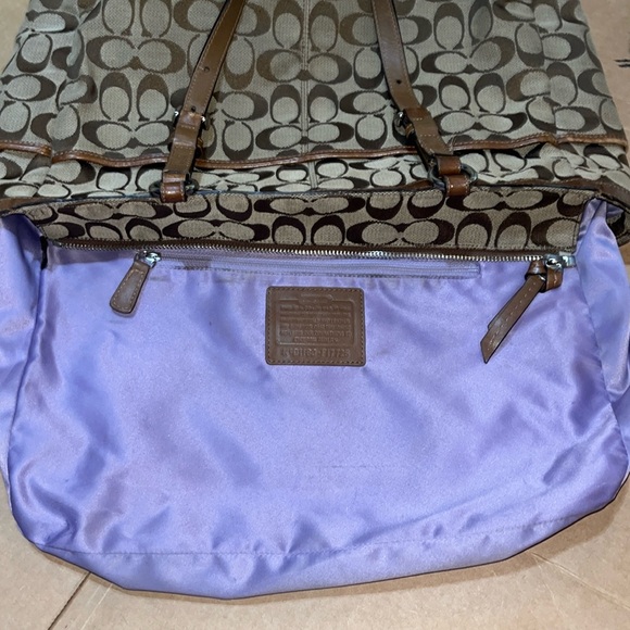 large brown monogram COACH tote, gently used very good condition - Picture 10 of 17